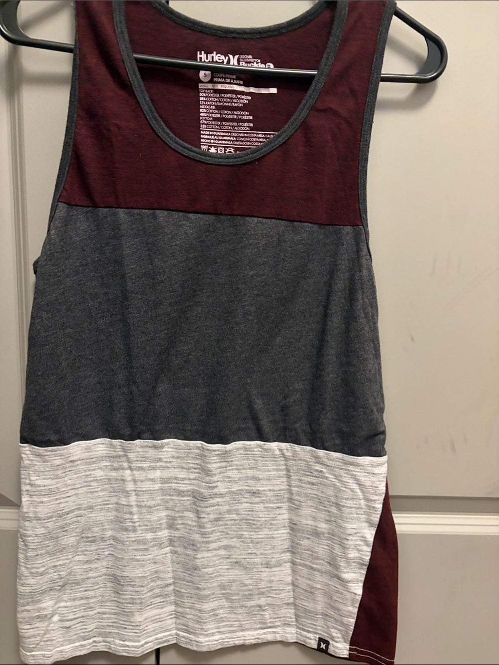 Hurley Two-Tone Scoop Tank Top - Maroon and Charcoal - Picture 5 of 5